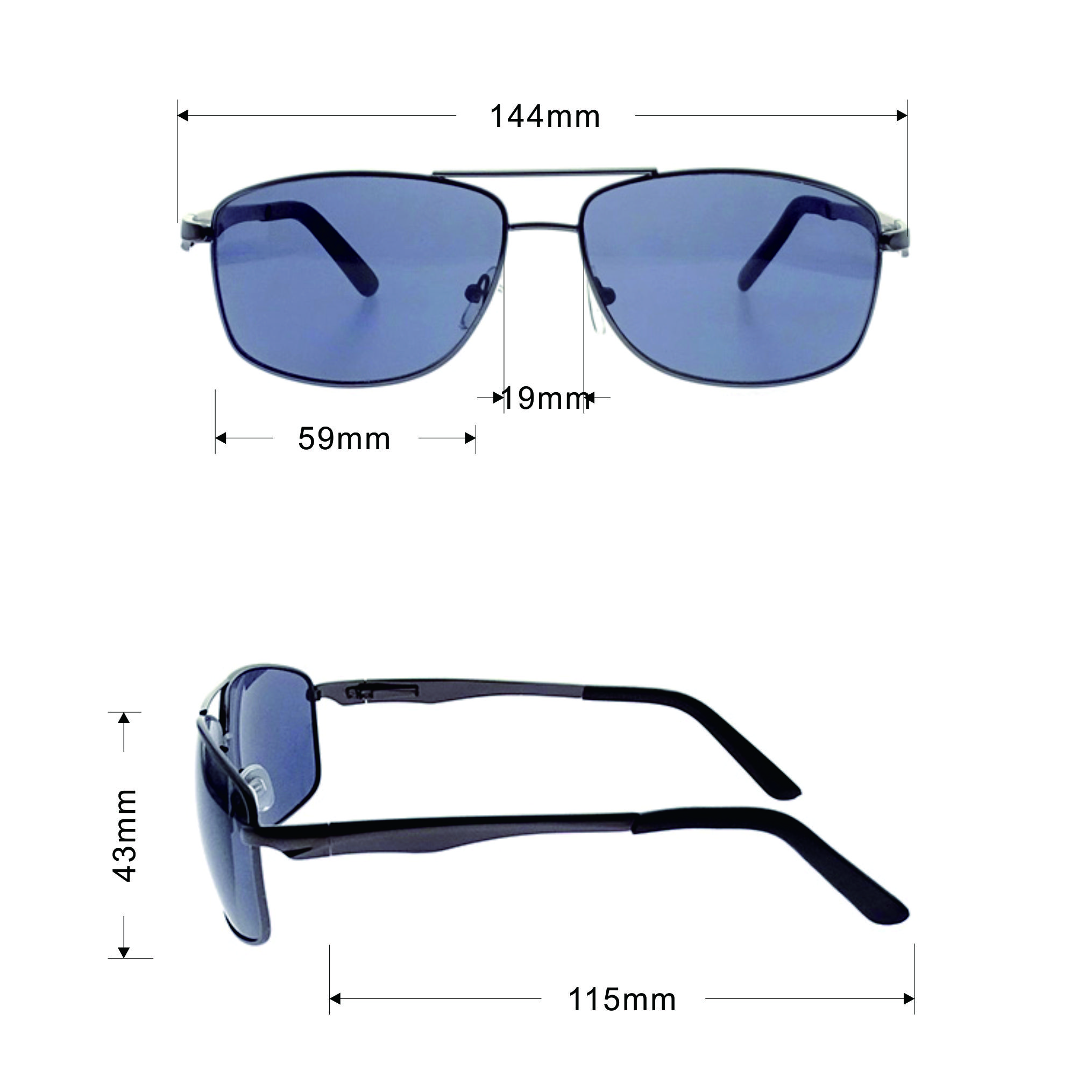 Precio competitivo Señoras Gafas de sol cuadradas ligeras Marco de metal Lente de alta calidad LS-M358