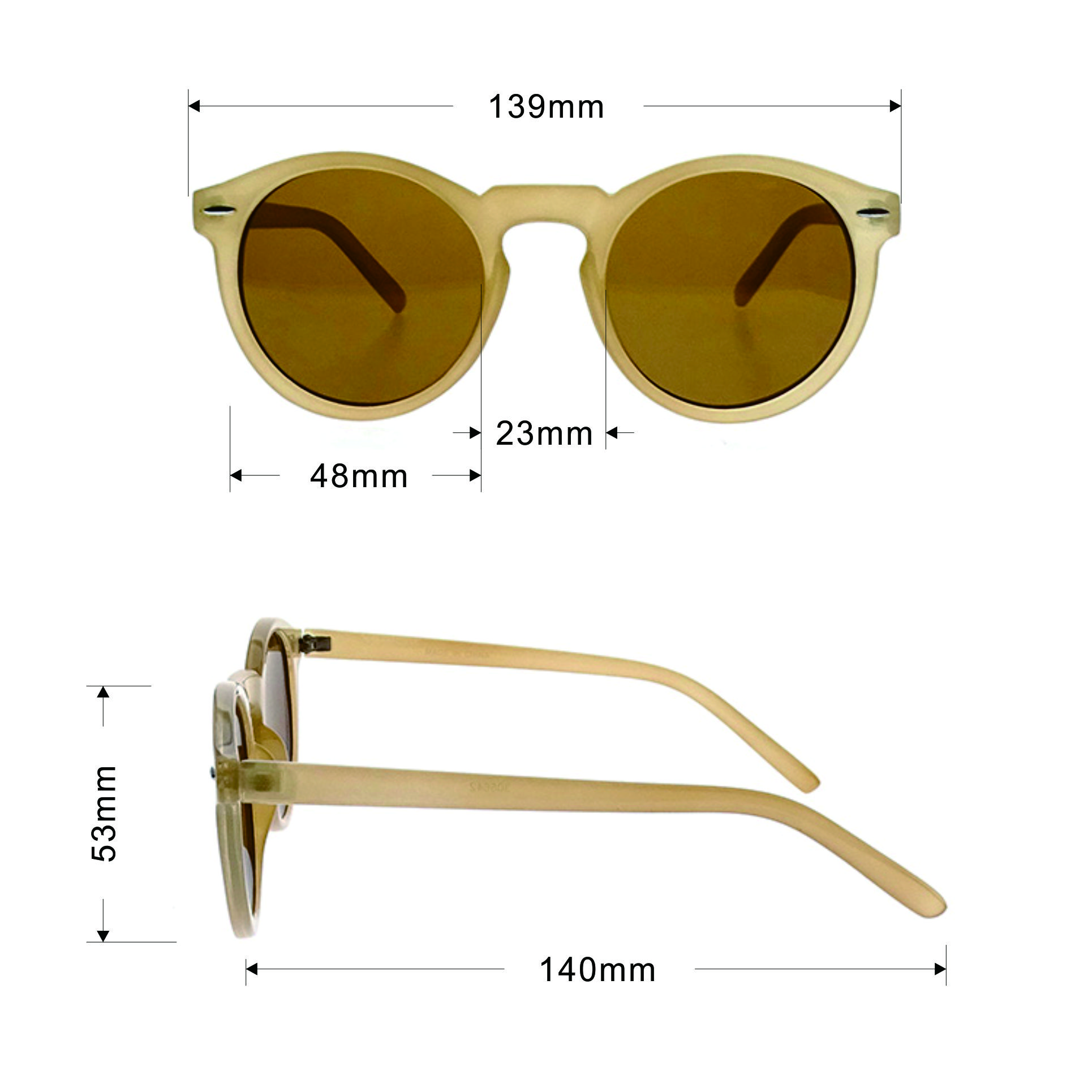 Gafas de sol de montura redonda de estilo vintage de color amarillo Bown de alta calidad LS-P850